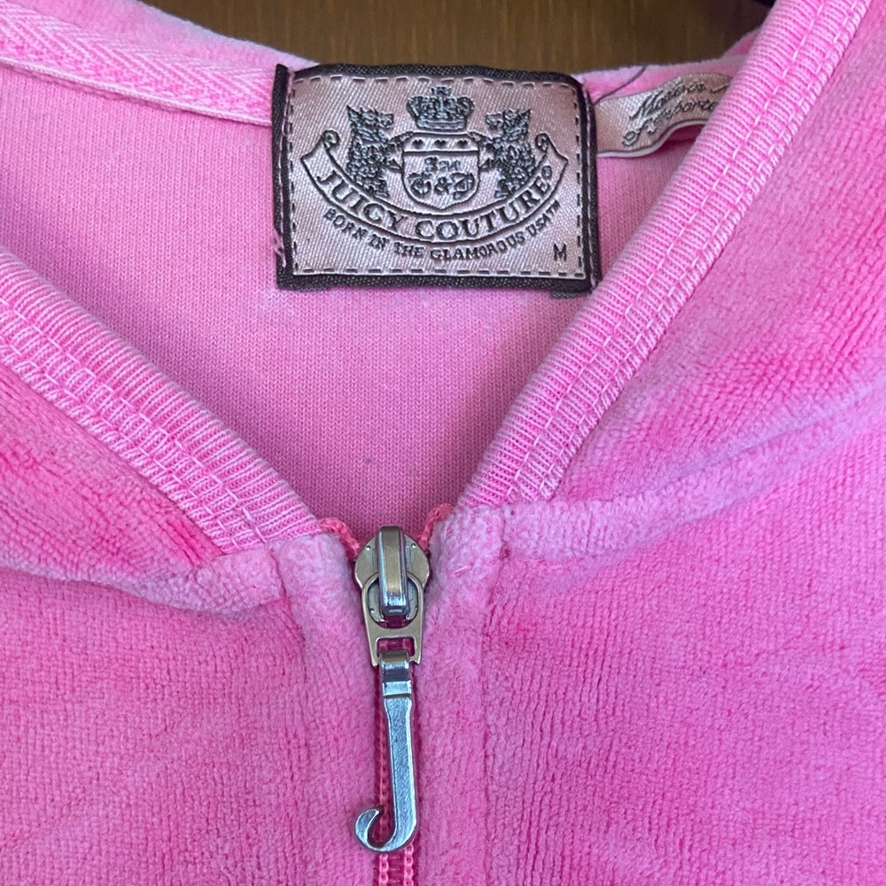 Juicy Couture Pink Velour Zip Up Hoodie - Medium - Picture 5 of 8
